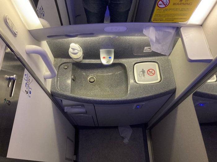 ANA premium economy Boeing 787 lavatory sink ANA premium economy Boeing 787 lavatory sink