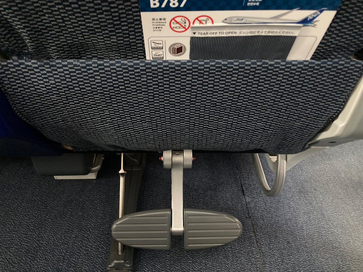 ANA premium economy Boeing 787 seat pocket and foot rest