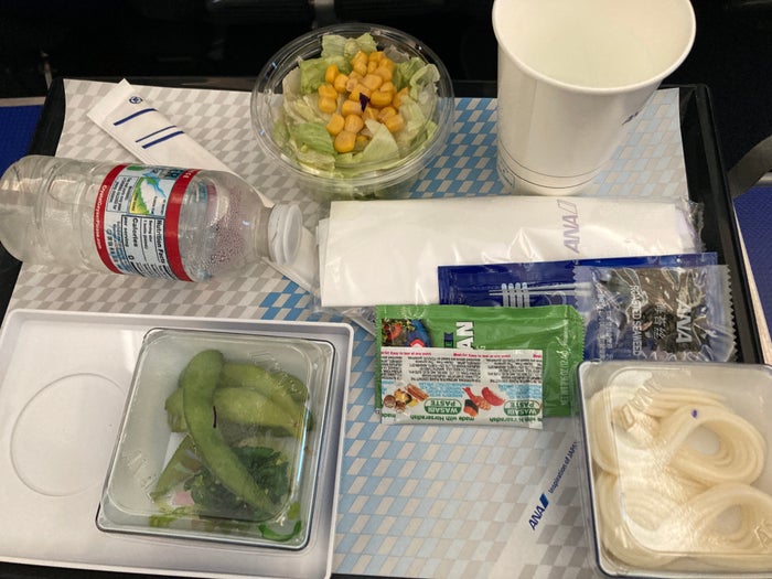 ANA premium economy Boeing 787 side dishes ANA premium economy Boeing 787 side dishes