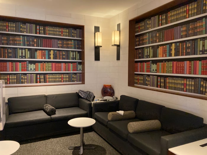 ANA premium economy Star Alliance lounge LAX library ANA premium economy Star Alliance lounge LAX library