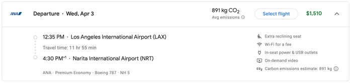 ANA premium economy price LAX NRT ANA premium economy price LAX NRT