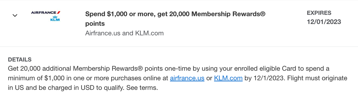 Air France KLM Amex Offer 2023