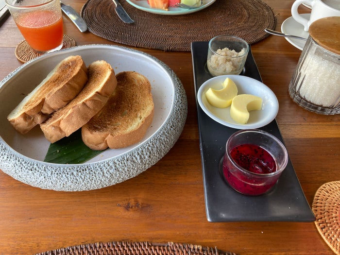 Alila Manggis Bali Sea Salt restaurant breakfast toast Alila Manggis Bali Sea Salt restaurant breakfast toast