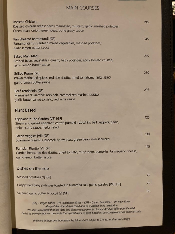 Alila Manggis Bali Sea Salt restaurant dinner menu with vegan options Alila Manggis Bali Sea Salt restaurant dinner menu with vegan options