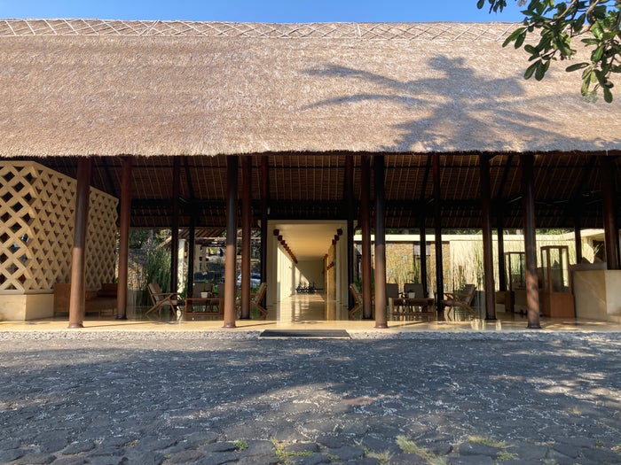 Alila Manggis Bali lobby from grass Alila Manggis Bali lobby from grass