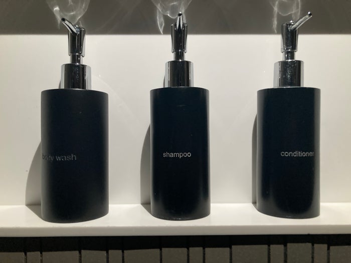 Alila SCBD Jakarta bathroom pump bottles Alila SCBD Jakarta bathroom pump bottles