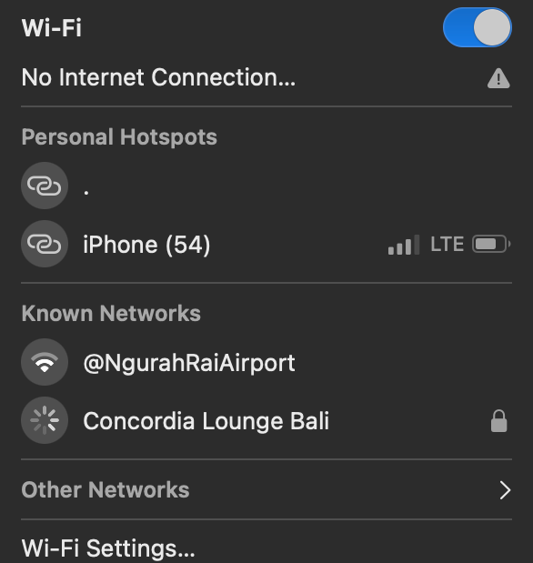 Concordia Lounge Bali no internet connection