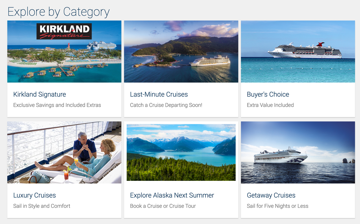 Costco Travel cruise categories