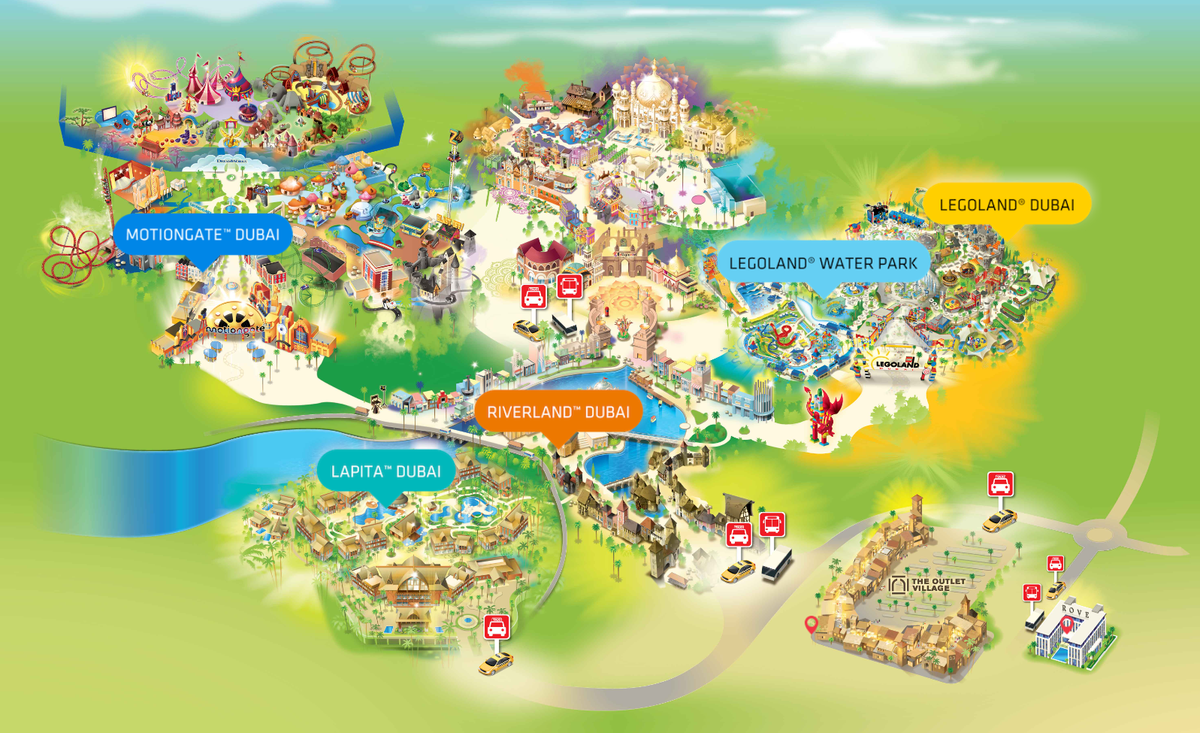 Dubai Parks Resorts map