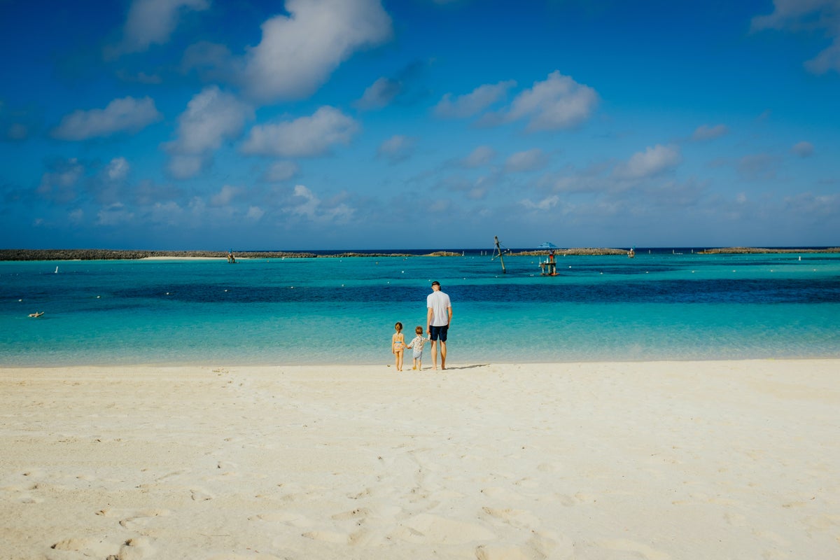 Family on a beach in Bahamas