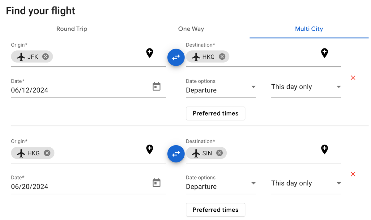 ITA Matrix Multi City option