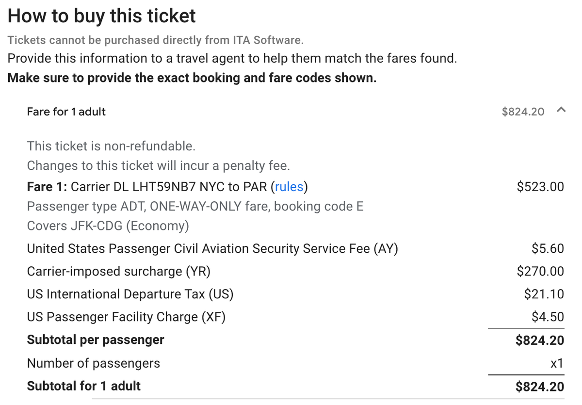 ITA Matrix fare construction