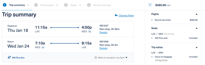 LAX MEX premium economy deal