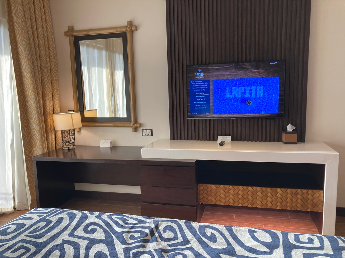 Lapita Dubai Parks and Resorts Autograph Collection junior suite bedroom tv