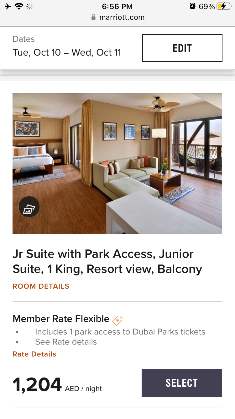 Lapita Dubai Parks and Resorts Autograph Collection junior suite cost