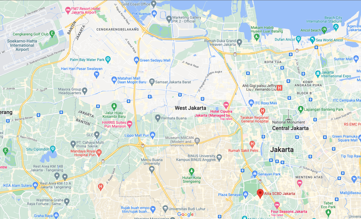 Location of Alila SCBD Jakarta within city