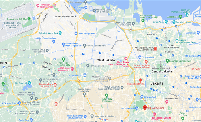Location of Alila SCBD Jakarta within city Location of Alila SCBD Jakarta within city