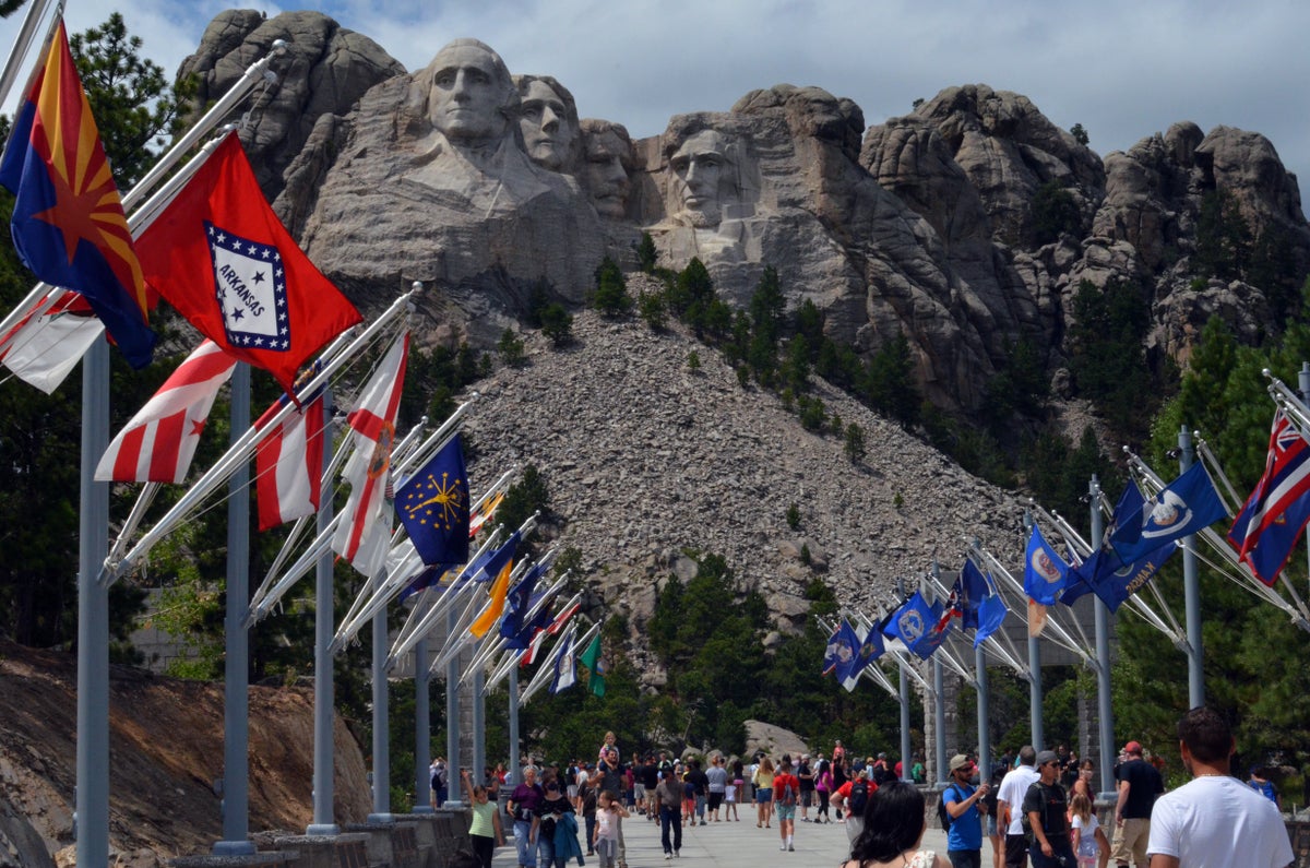 Mount Rushmore Through The Avenue of Flags
