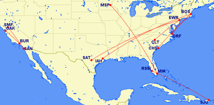 New seasonal Spirit routes New seasonal Spirit routes
