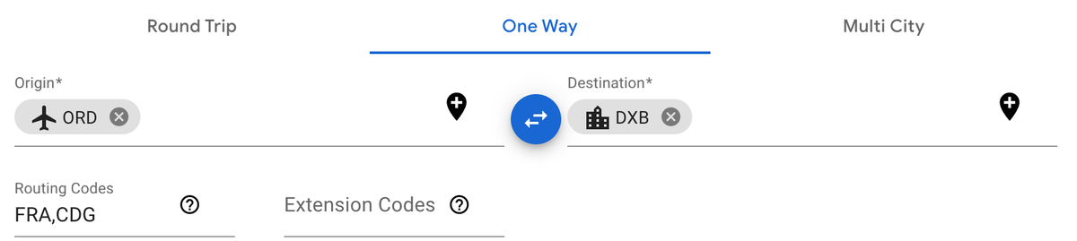 ORD DXB ITA Matrix code