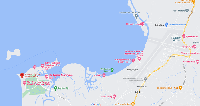 Sheraton Fiji Golf Beach resort location Sheraton Fiji Golf Beach resort location