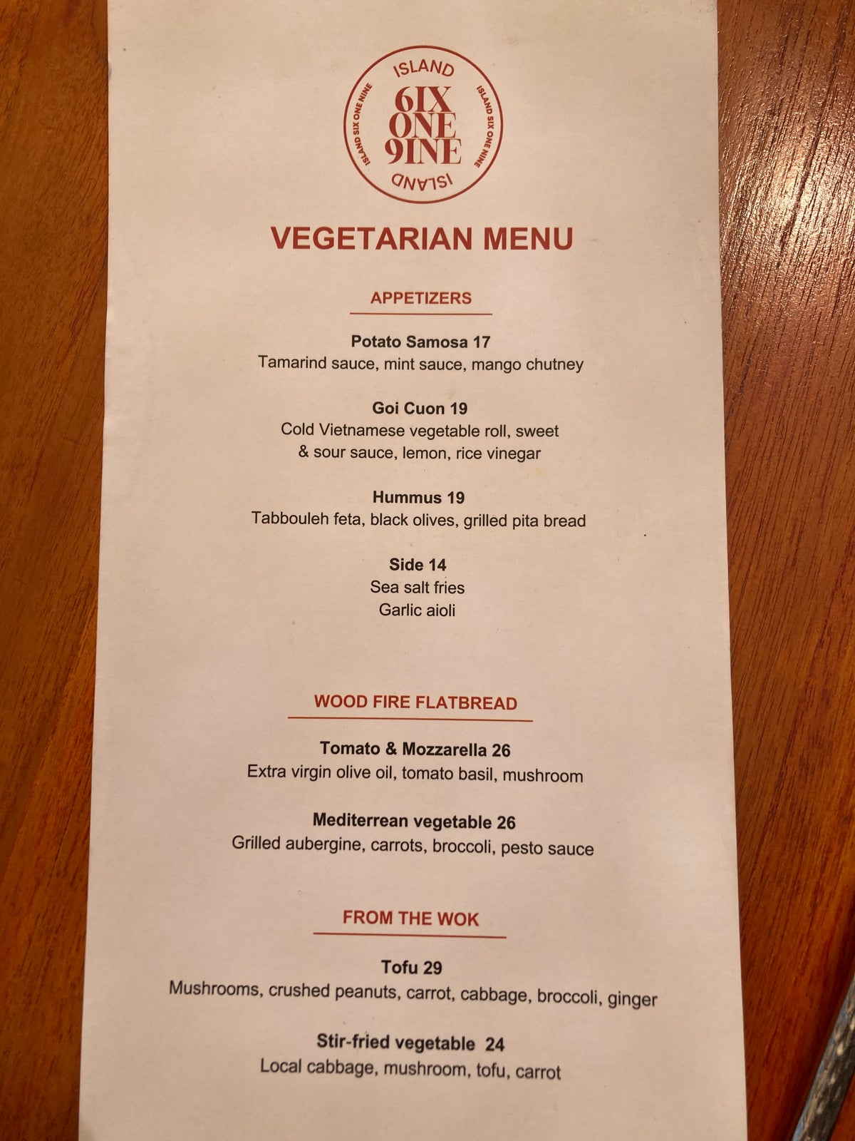 Sheraton Fiji Golf and Beach Resort Island 619 vegetarian menu