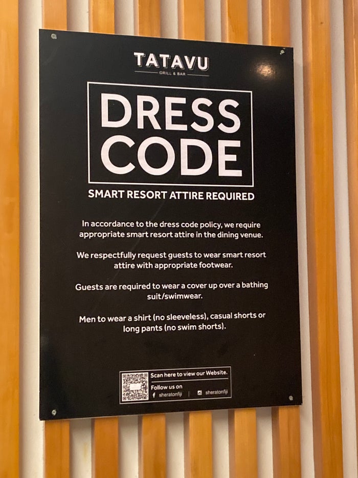 Sheraton Fiji Golf and Beach Resort Tatavu dress code for dinner Sheraton Fiji Golf and Beach Resort Tatavu dress code for dinner