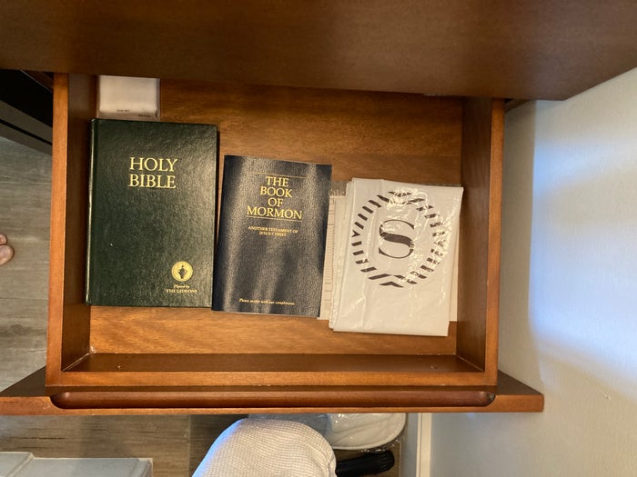 Sheraton Fiji Golf and Beach Resort bedroom drawer with holy books Sheraton Fiji Golf and Beach Resort bedroom drawer with holy books