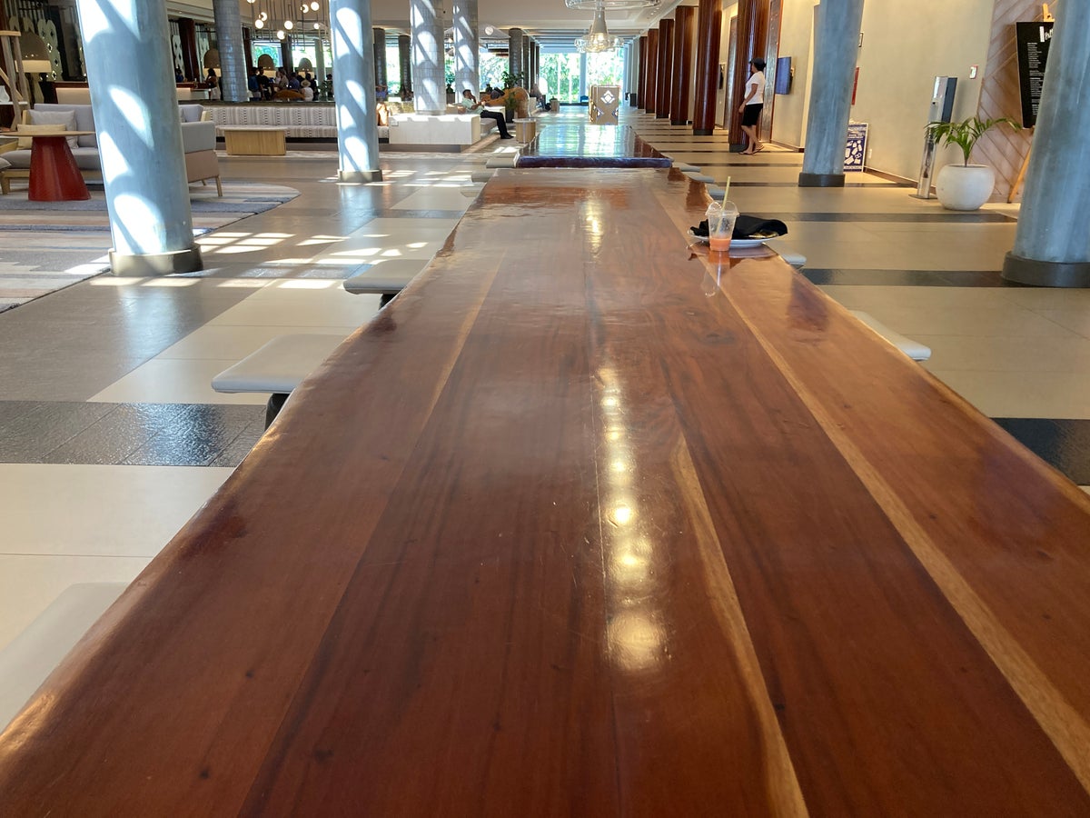 Sheraton Fiji Golf and Beach Resort lobby long tables