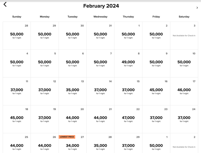 Sheraton Fiji Golf and Beach Resort points pricing calendar Sheraton Fiji Golf and Beach Resort points pricing calendar