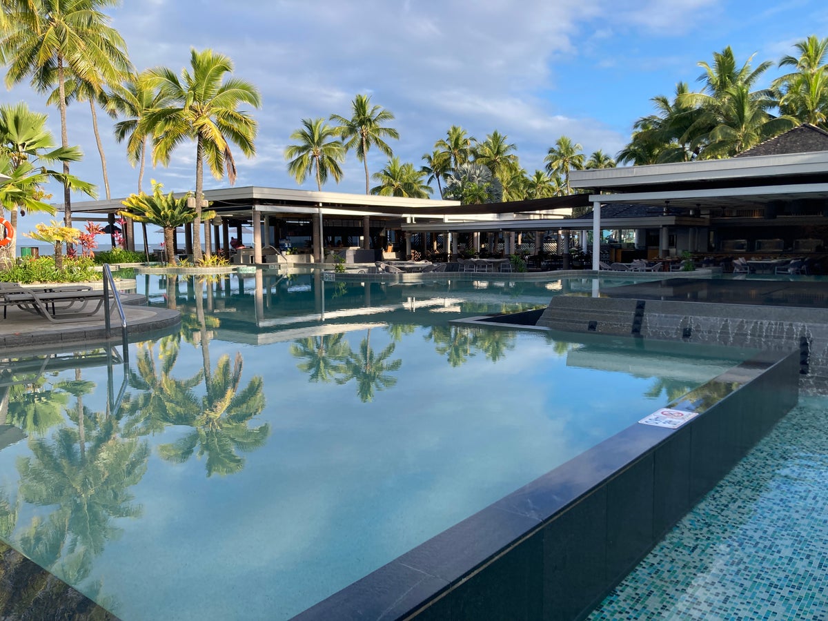 Sheraton Fiji Golf and Beach Resort pool at sunrise