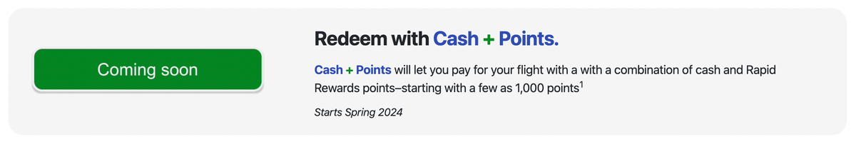 Southwest cash points