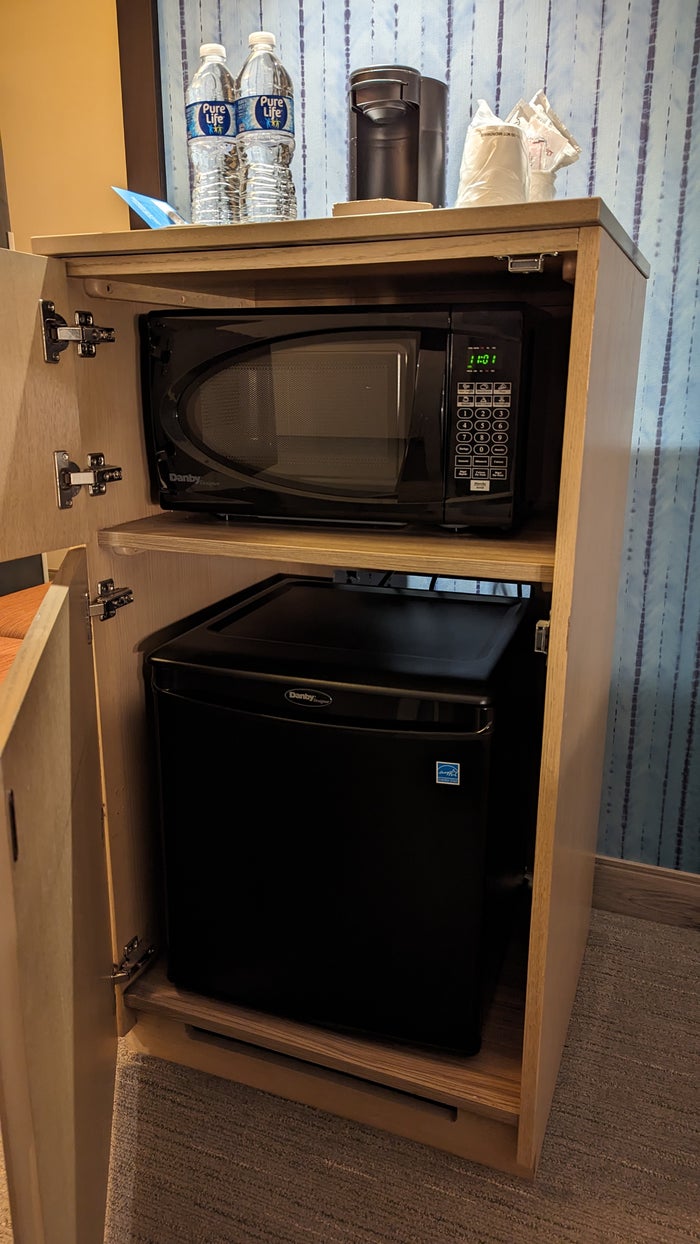 SunCoast Park Hotel Anaheim guestroom refrigerator microwave and coffee SunCoast Park Hotel Anaheim guestroom refrigerator microwave and coffee