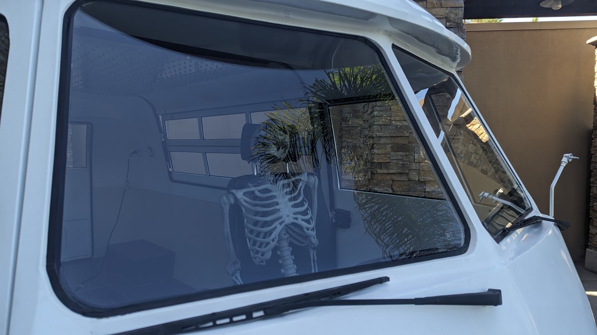 SunCoast Park Hotel Anaheim pool deck VW skeleton driver
