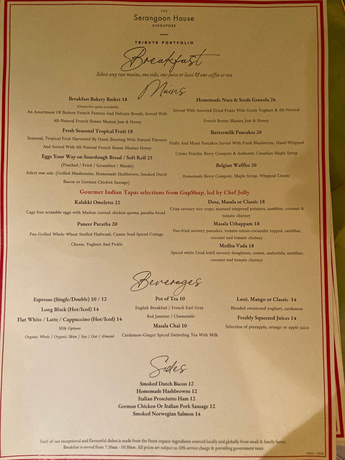 The Serangoon House Singapore Tribute Portfolio Gup Shup breakfast menu The Serangoon House Singapore Tribute Portfolio Gup Shup breakfast menu