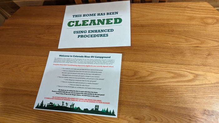 Thousand Trails Colorado River cabin cleaning and rules