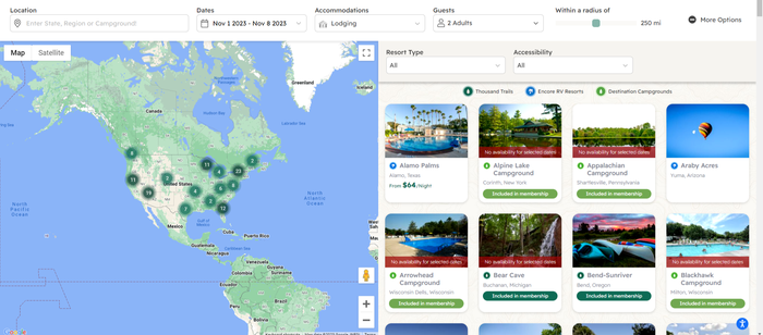 Thousand Trails online reservations available cabin pass locations Thousand Trails online reservations available cabin pass locations
