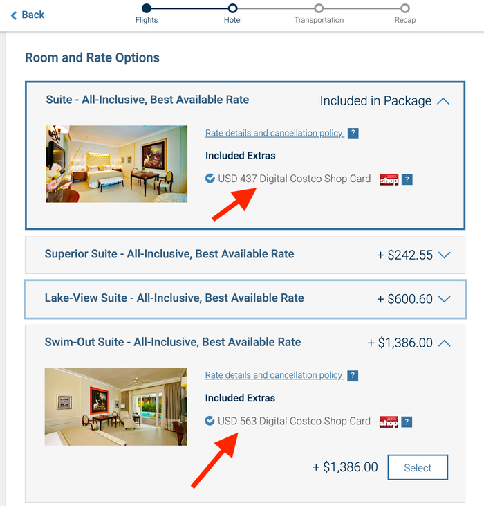 Upgrading hotel room on a Costco travel package Upgrading hotel room on a Costco travel package