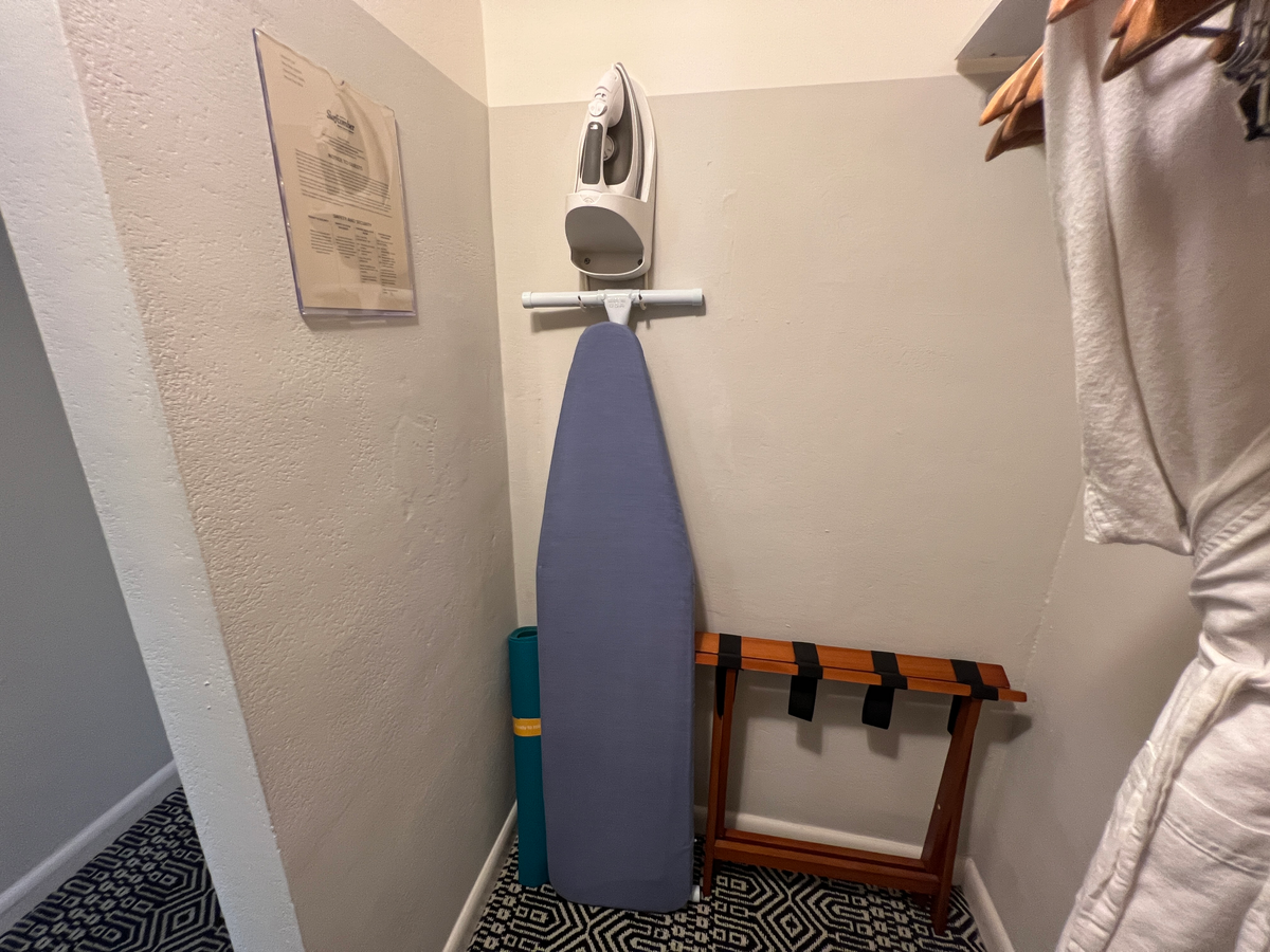 Kimpton Surfcomber Closet Iron, Ironing Board and Yoga Mat 