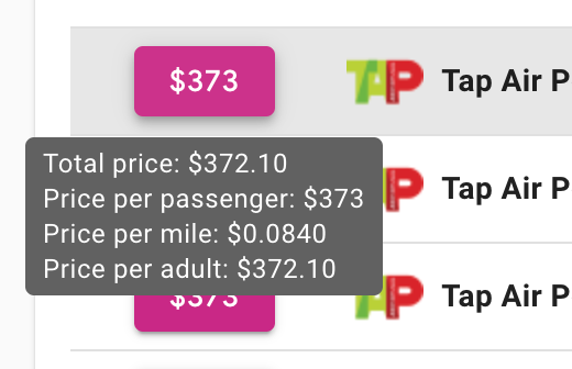 price per mile ita matrix