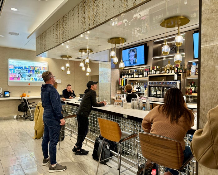 Air France 777 Business Class Sky Club bar Air France 777 Business Class Sky Club bar