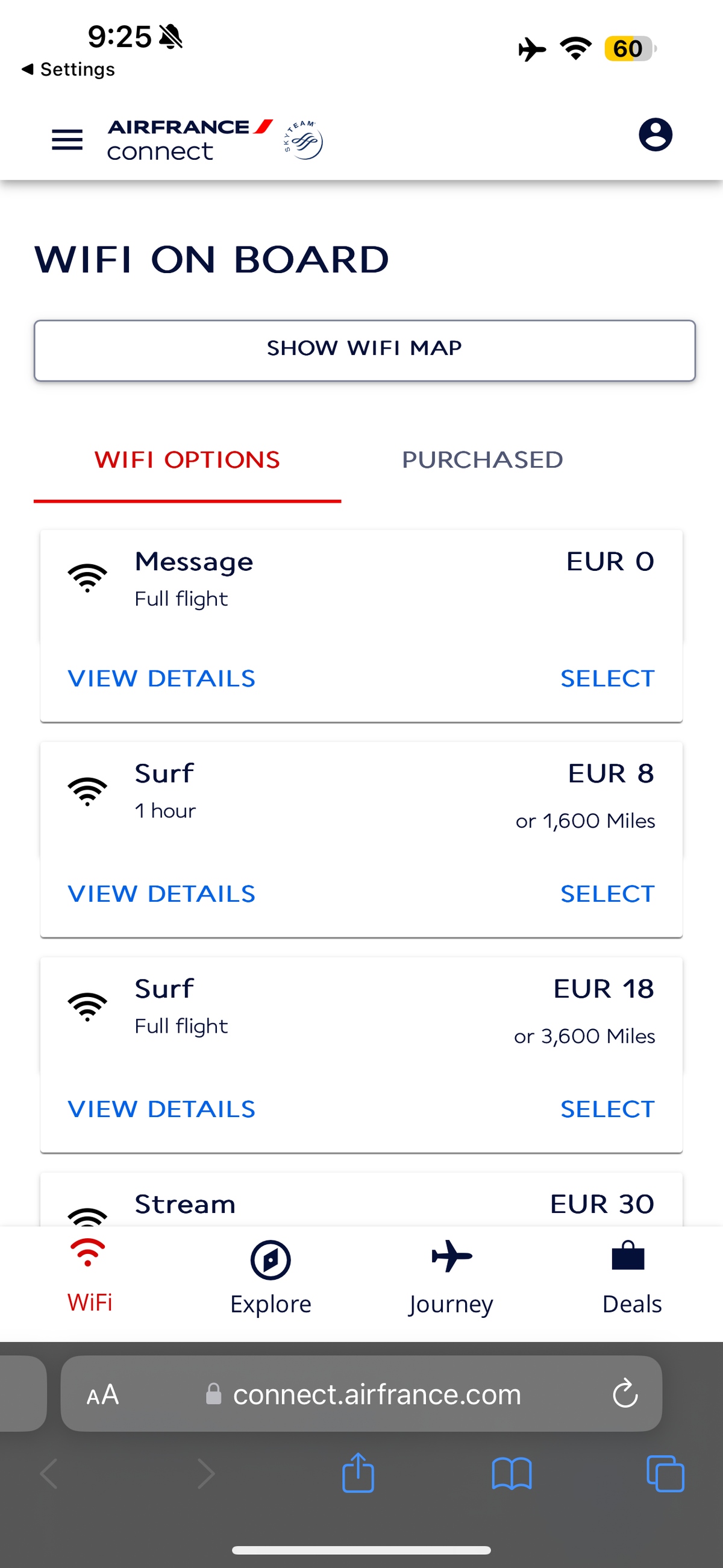 Air France 777 Business Class Wifi Options