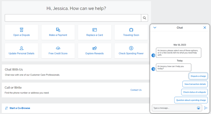 Amex Platinum card chat dispute