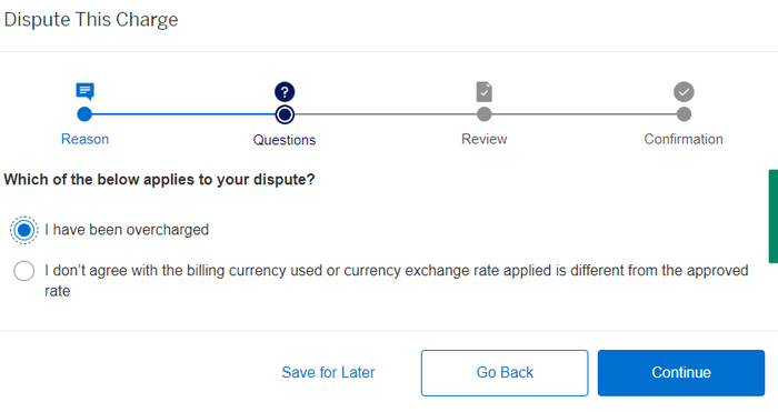 Amex Platinum card dispute about charge amount