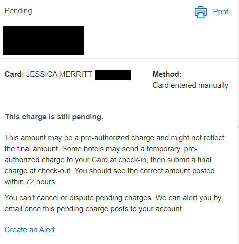 Amex Platinum card dispute pending charge 1