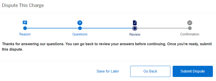 Amex Platinum card dispute ready to submit