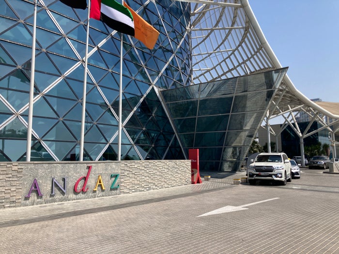 Andaz Capital Gate Abu Dhabi entry signage valet Andaz Capital Gate Abu Dhabi entry signage valet