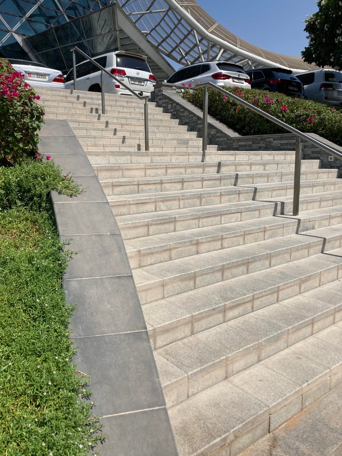 Andaz Capital Gate Abu Dhabi stairs from parking Andaz Capital Gate Abu Dhabi stairs from parking