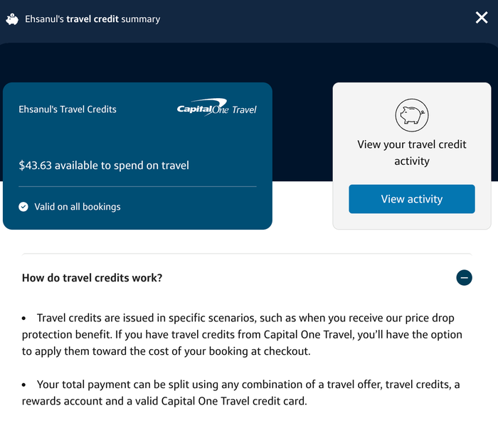 Capital One Travel credits Capital One Travel credits