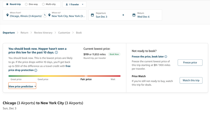 Capital One Travel portal booking example Capital One Travel portal booking example